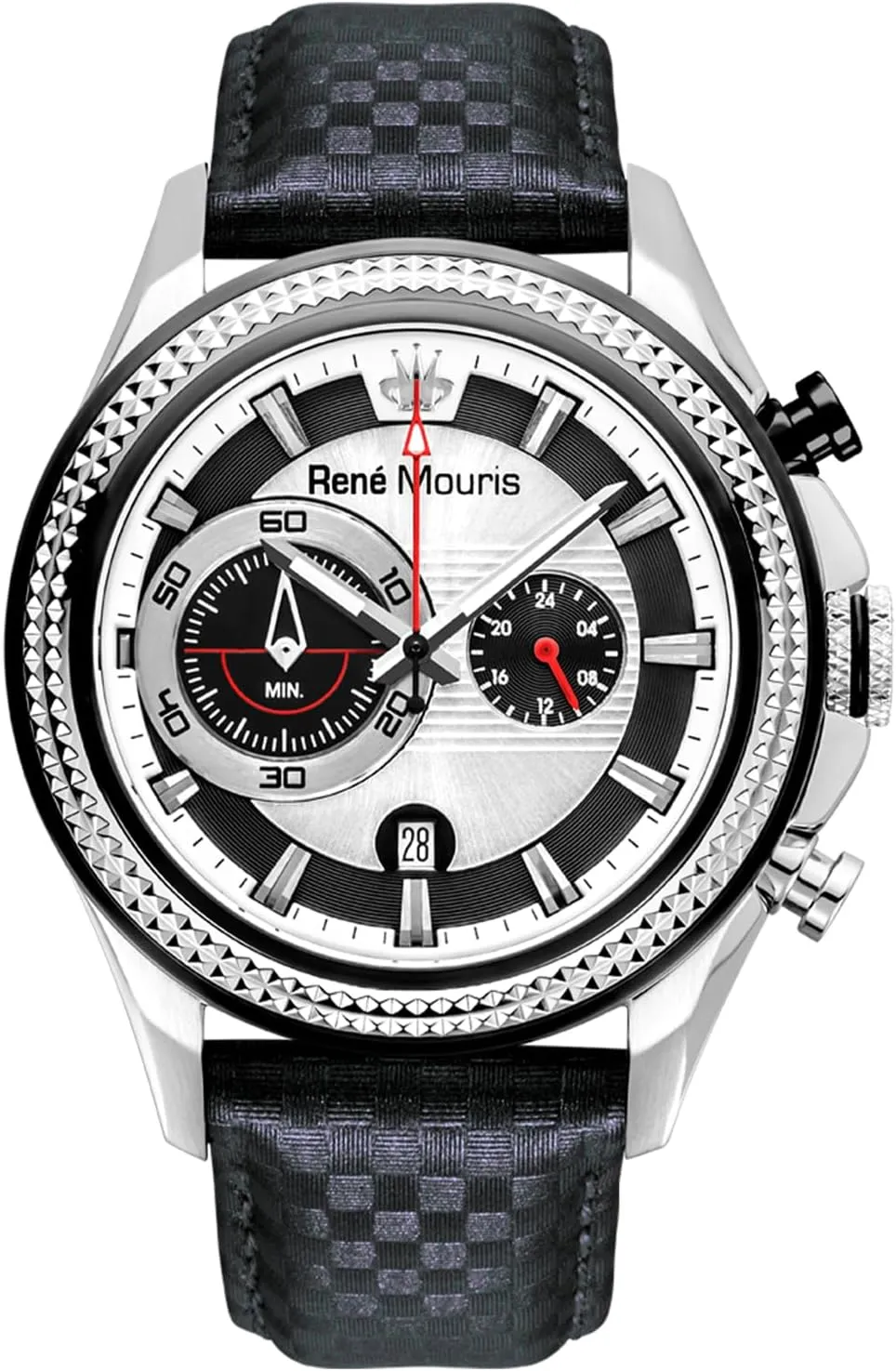 - 45MM 316L Stainless Steel Sports Watch - Sapphire Coated Mineral drapery plentifully Crystal - 100M Waterproof Wrist Watches with Leather Strap Ren�� Mouris Trofeo Chronograph Watches for Men 