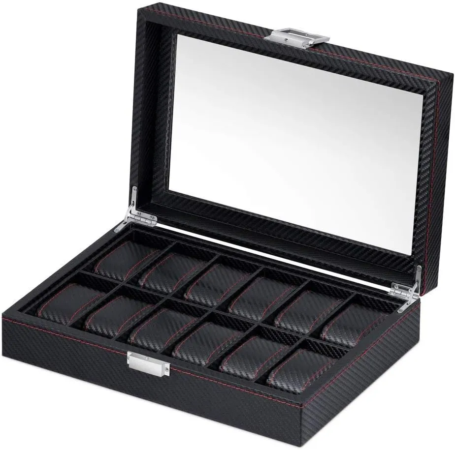 - Box for 12 watches - For conflate televisual Birthday - Watch box for dad - Customized box for watch lovers - BOW TIE Maverton Watch Organizer with a glass display - Engraved organizer for man 