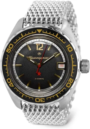 | Casual Men's Watches | Model 020741 VOSTOK linear | Komandirskie 02K Automatic Self-Winding Russian Military Diver Wrist Watch | WR 200 m | Fashion | Business 