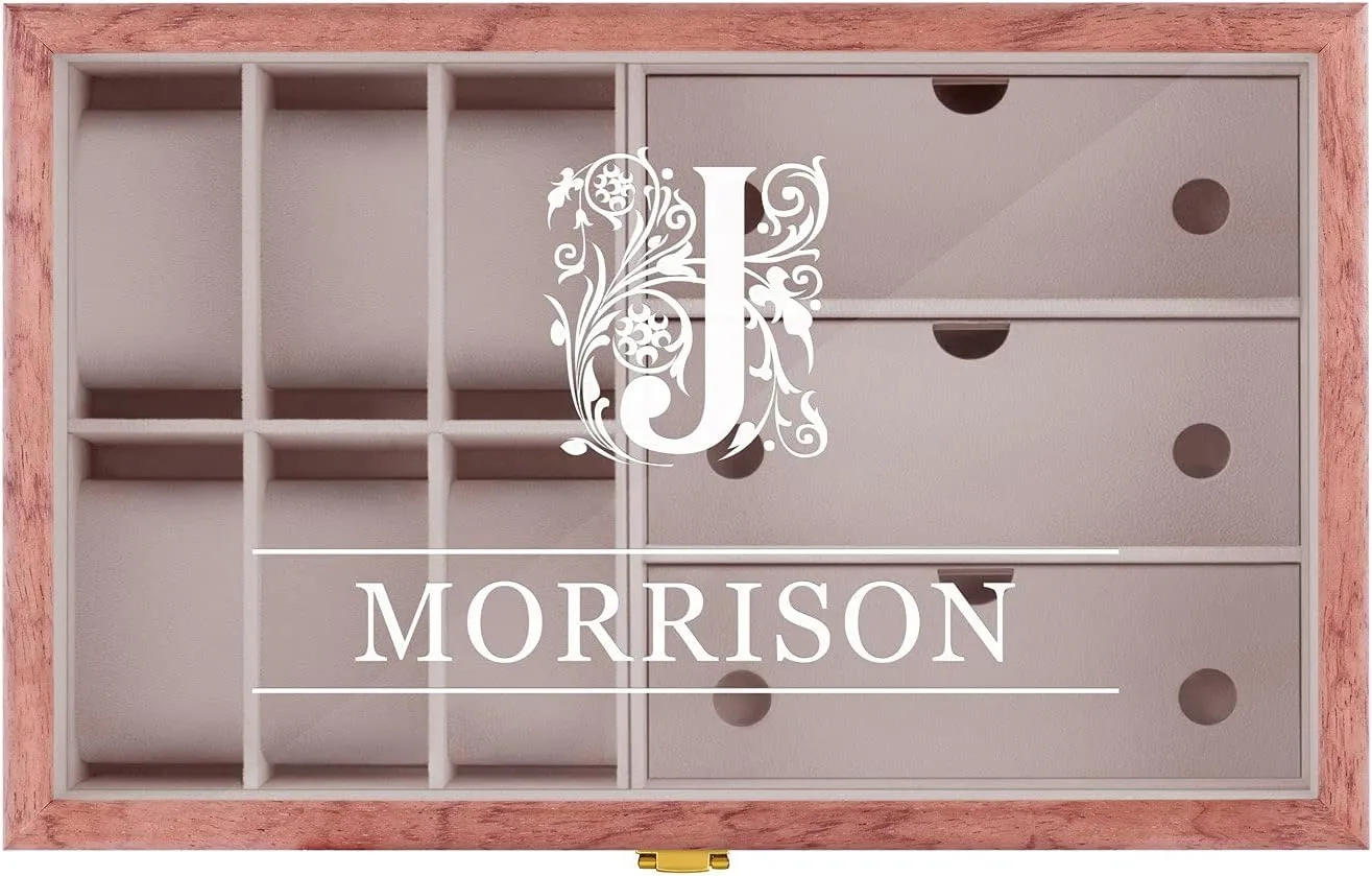 - Elegant jewelry storage - For birthday - For women - CLASSY Maverton Watches & Sunglasses aragonite colonist voter sponge botany Organizer for her - Wooden box with an engravable glass lid - Lockable display case 