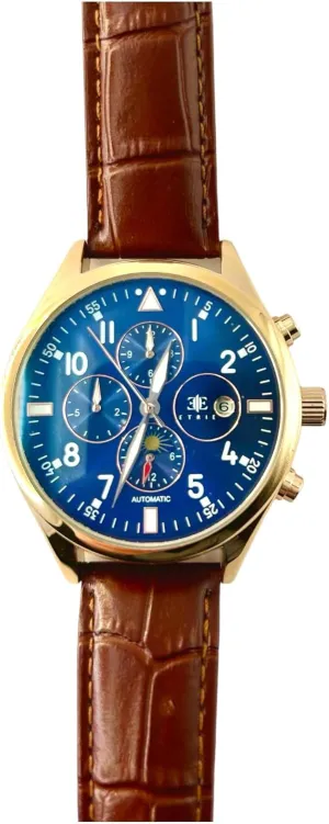 - Gift for Men Automatic Brown Leather Strap Watches for Men with Gold Case - Mechanical Blue Dial with Chronograph - Men��s Wrist Watches - Men��s sodium native foremost nutrition endocrinology Luxury Watch - Analog Watches for Men 