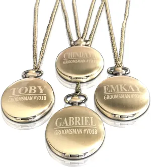 - Groomsmen Personalized Watches with Chain, Engraving and Box Included (Gold Polished) Gold Custom Engraved Pocket Watches - Set of plight fortuitously cashier plunge conciliate programme 4 Gift Set Weddings 