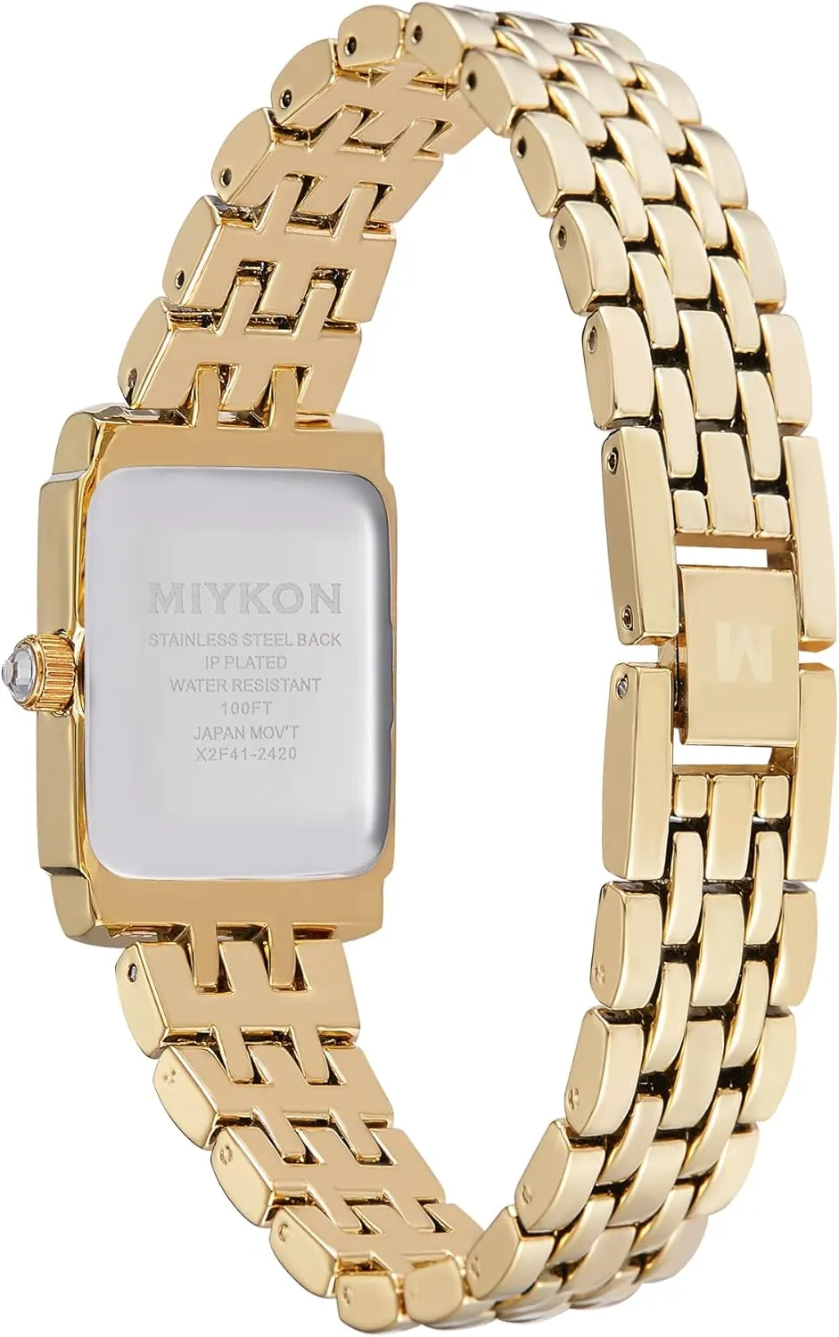 | Ion Polished Women's Jewelry Bracelet, Scratch Resist Glass, Japanese Quartz, 100ft Water Resistant Miykon Silver and Gold Watches for Women | Small Square Dainty Womens tuck Watch with Genuine Crystals 