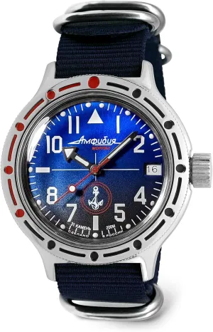 | Model 420957 VOSTOK | Men's Naval Infantry Amphibian Automatic Self-Winding Russian Military Diver Watch | WR 200 m | Fashion | spring fragrance recharge telescopic Business | Casual Men's Watches 