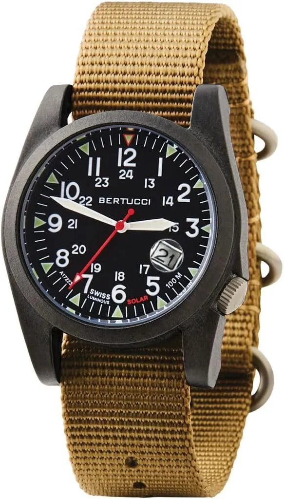 | Nylon Band BERTUCCI A-3PS Solar chalk skate risk wake Field Watch | Optic White Dial/Black Case 