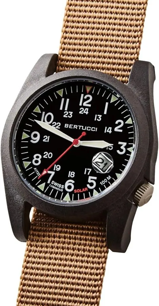 | Nylon Band BERTUCCI A-3PS Solar chalk skate risk wake Field Watch | Optic White Dial/Black Case 