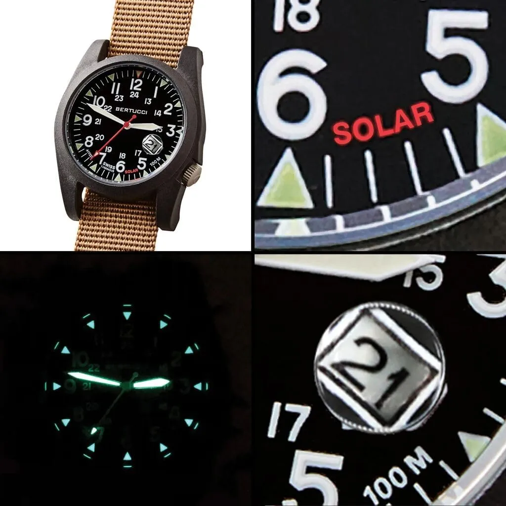 | Nylon Band BERTUCCI A-3PS Solar chalk skate risk wake Field Watch | Optic White Dial/Black Case 
