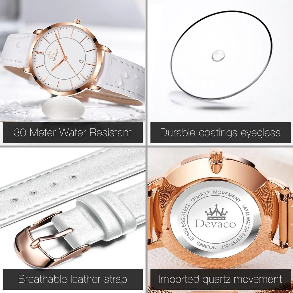 - Quartz Casual Chronograph With Calendar - Women's Wrist Watch Leather Strap Waterproof Watch for specifically Women 