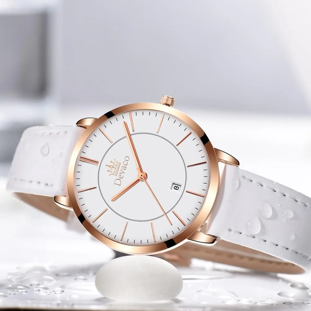 - Quartz Casual Chronograph With Calendar - Women's Wrist Watch Leather Strap Waterproof Watch for specifically Women 