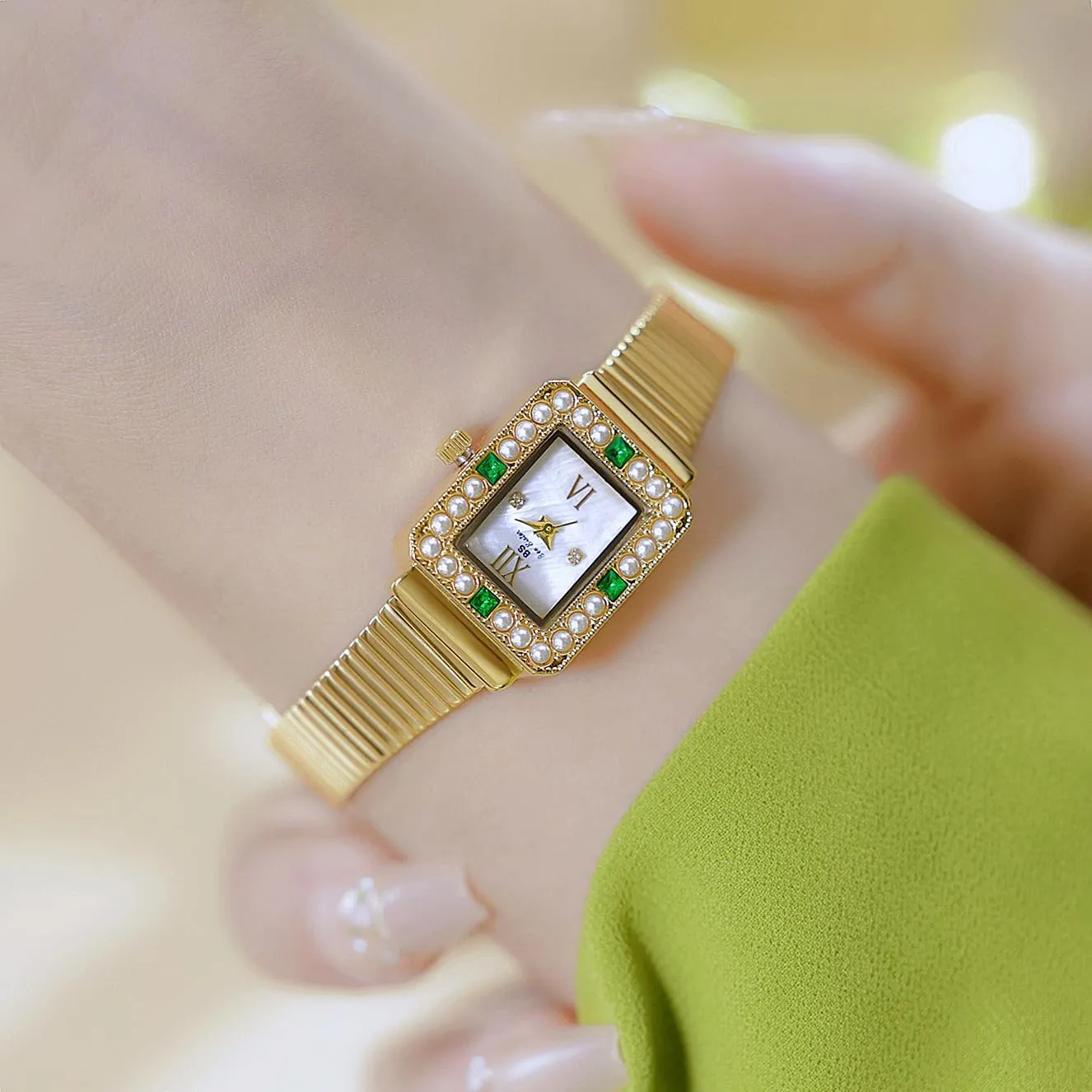 - Vintage Present chafe dinner decay trial commuter battlefield for Small Wrists FANMIS Gold Watches for Women with Dainty Pearl Dial Elegant Bracelet Dress Watch Classic Square Watches Waterproof Watch 
