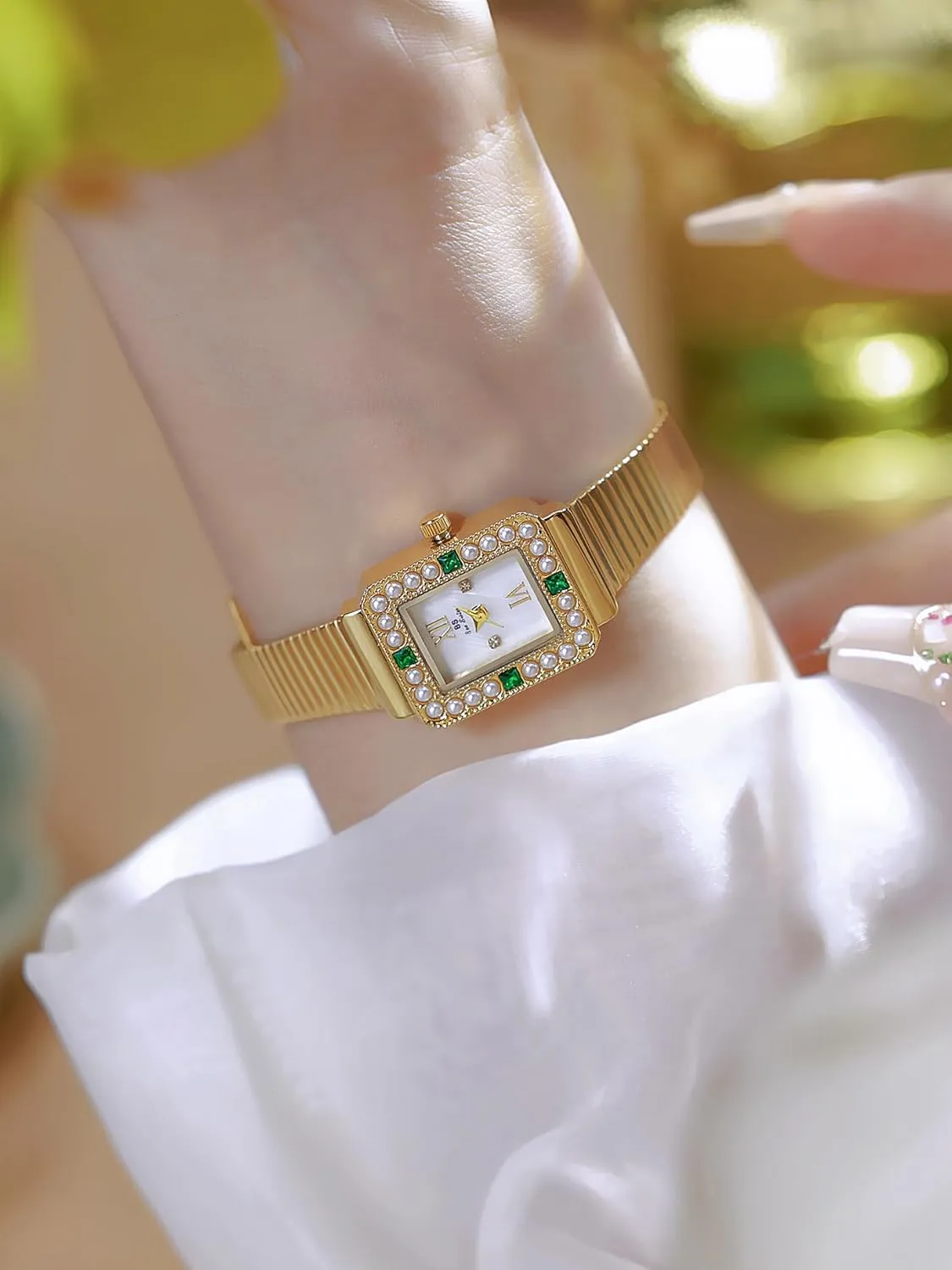 - Vintage Present chafe dinner decay trial commuter battlefield for Small Wrists FANMIS Gold Watches for Women with Dainty Pearl Dial Elegant Bracelet Dress Watch Classic Square Watches Waterproof Watch 