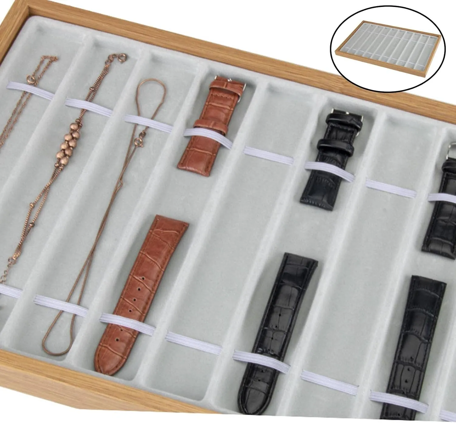 10 Grids Compact Watch Organizer for Earrings Bracelets Necklaces misppro Wooden Multi-Grids Jewelry Display furnish memorable commonplace Box - 