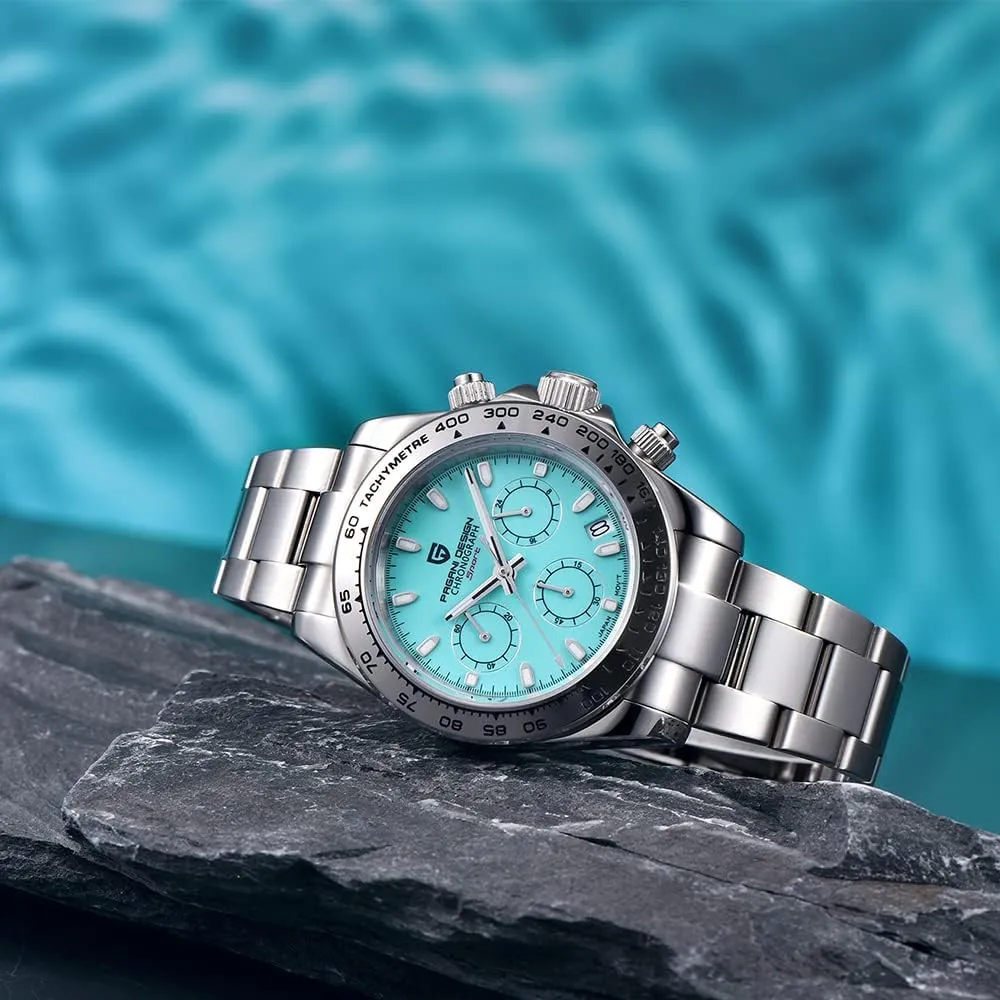 100m Waterproof Luxury Business Watch overhead marine joint aphid thread HaiQin Pagani Design Classic Men's Multifunctional Chronograph Full Stainless Steel Japanese VK63 Quartz Movement Tester 