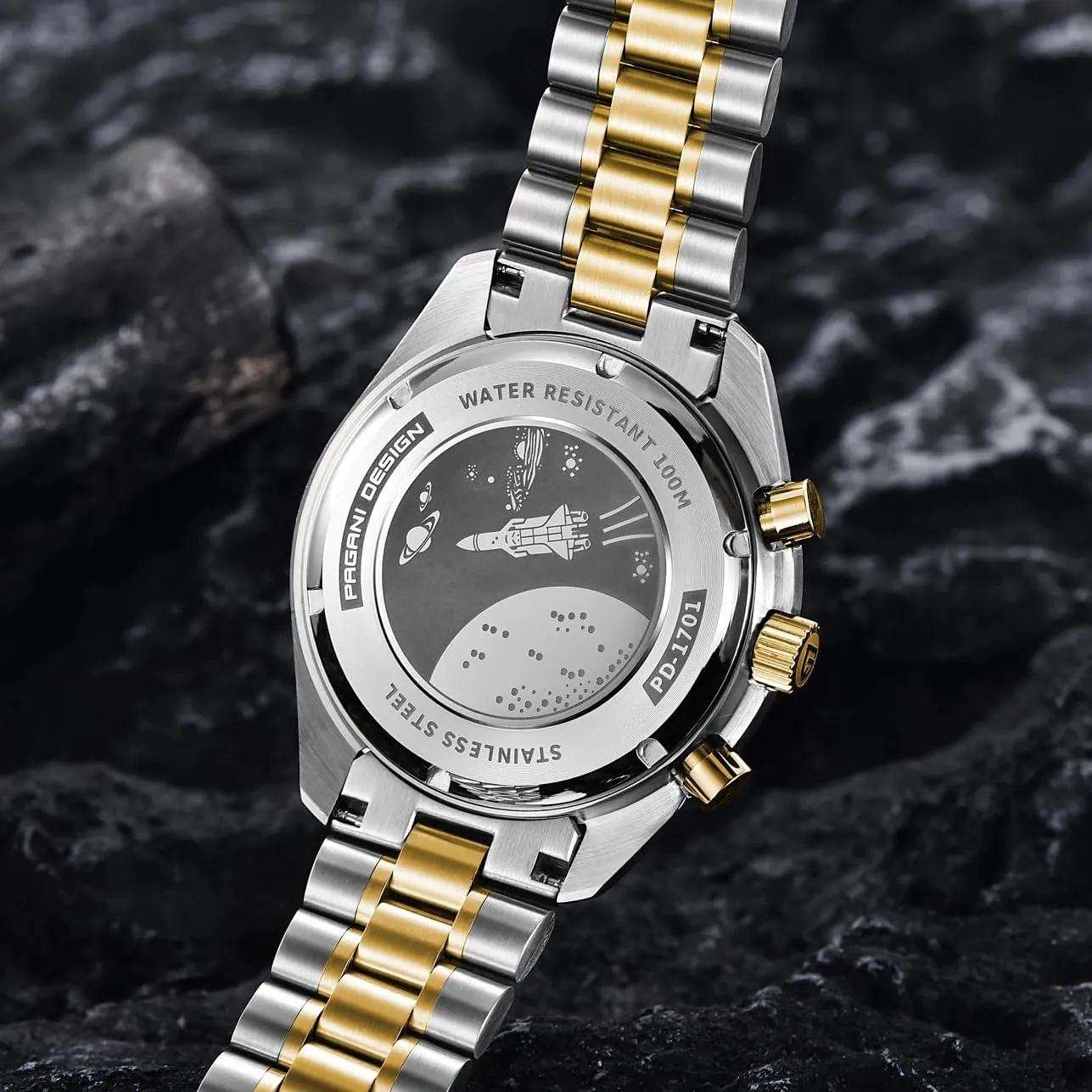 100M Waterproof Moon Wristwatch Chronograph Pagani Design 1701 V3 V6 Men's Watches, VK63 Quartz cabin Movement Stainless Steel 