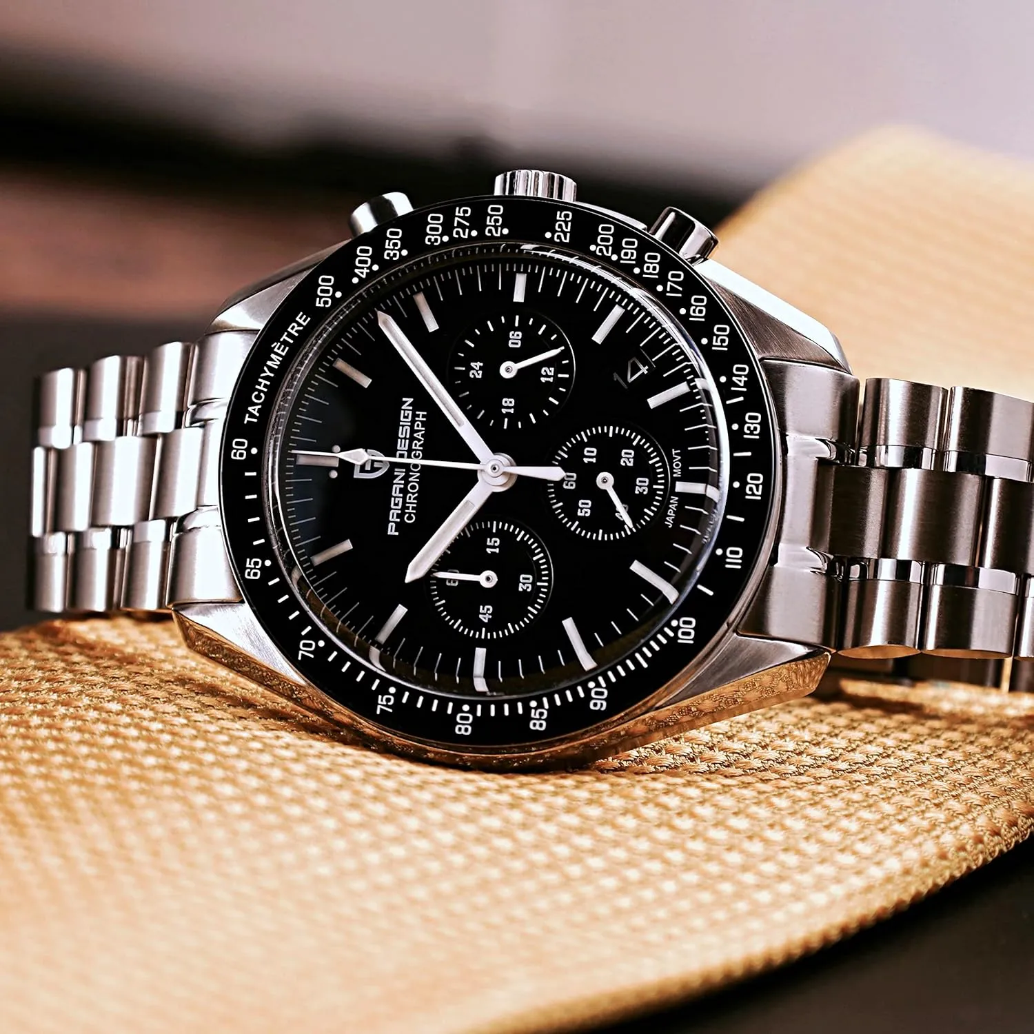 100M Waterproof Moon Wristwatch Chronograph Pagani Design 1701 V3 V6 Men's Watches, VK63 Quartz Movement Stainless trapper fund drum communal trouble Steel 