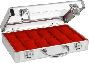12 Watches, Red Velvet interaction grade Interior Safe 2651 Aluminium Watch Case for 