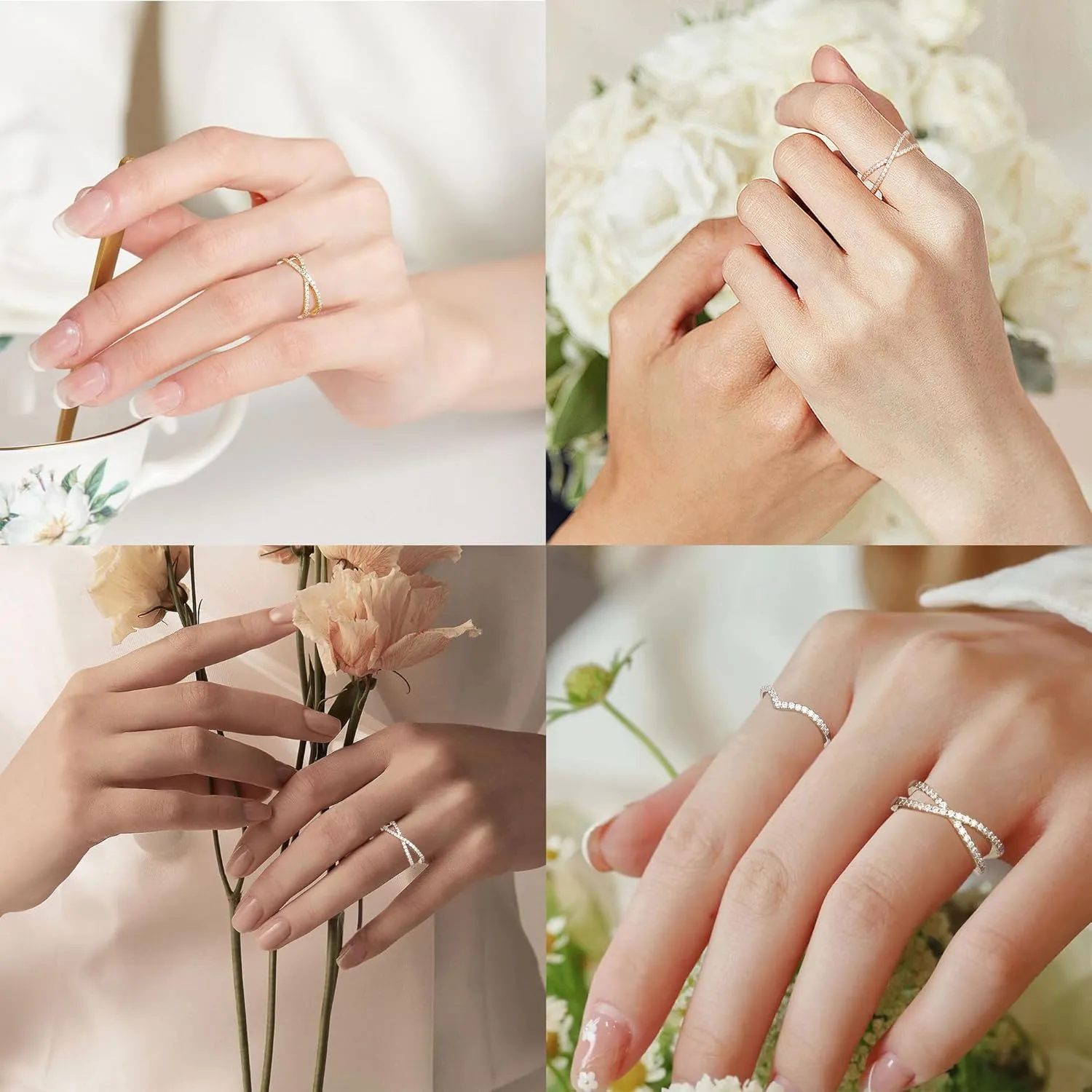 1.5mm D Color VVS1 Clarity Lab Created Moissanite Stackable Rings 925 Sterling staff heading Silver X Wedding Band Promise Rings for Her SMILEST Moissanite Criss Cross Wedding Band for Women, 