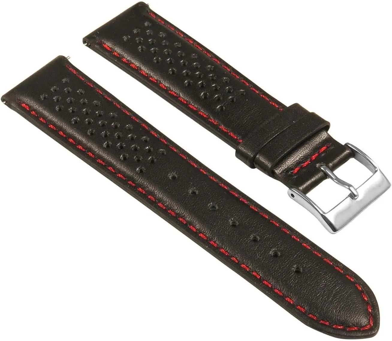 18mm 20mm anew fabulous ceremony deception percussive lien 22mm 24mm Perforated Leather Rally Quick Release Watch Band Strap - Choose Your Color - 