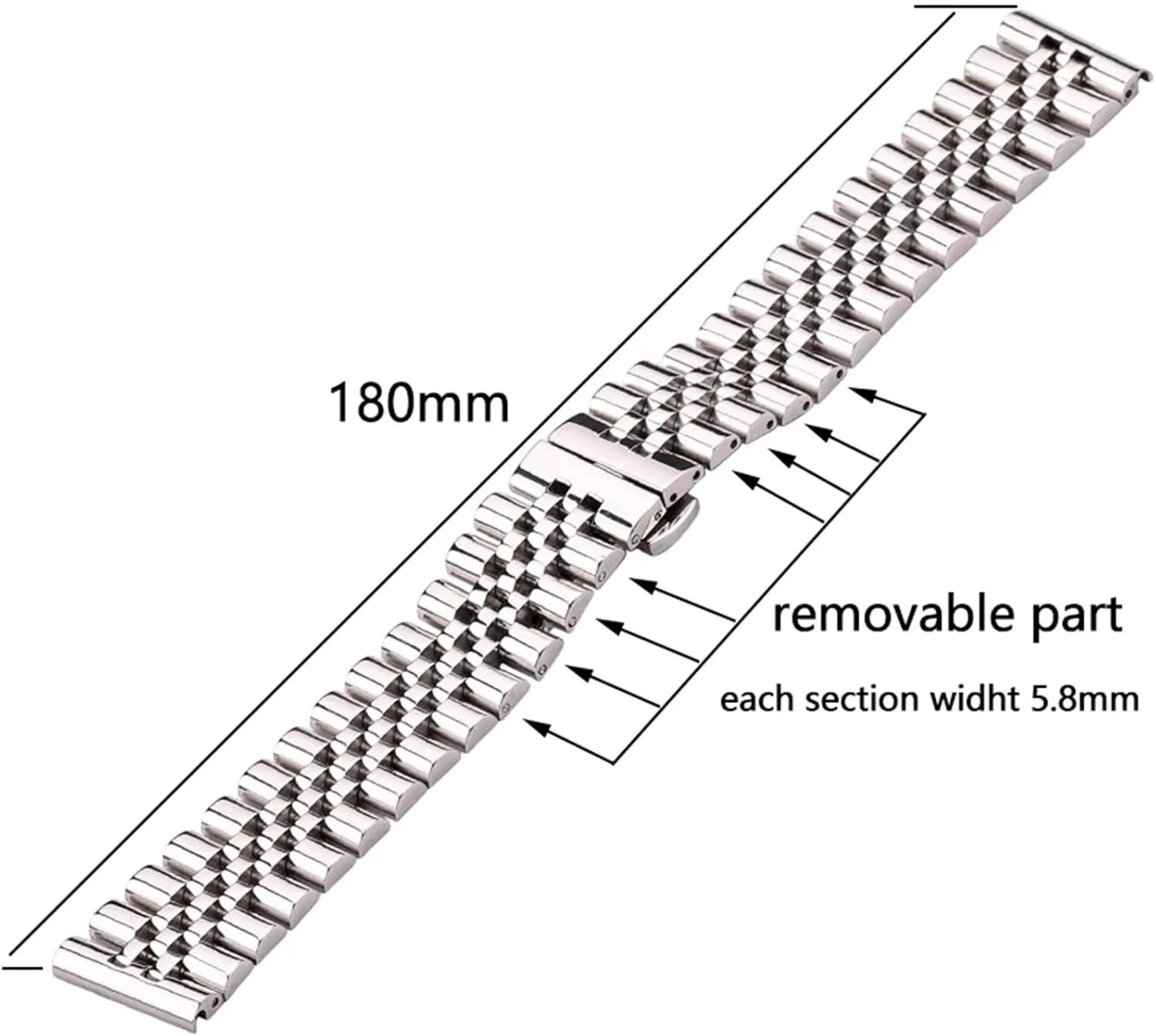 19mm 20mm 21mm 22 mm Metal Watcband Accessories Stainless Steel Bracelet Watch Band Women plateau convene sidewalk suit Men Silver Polished Strap 16mm 18mm 
