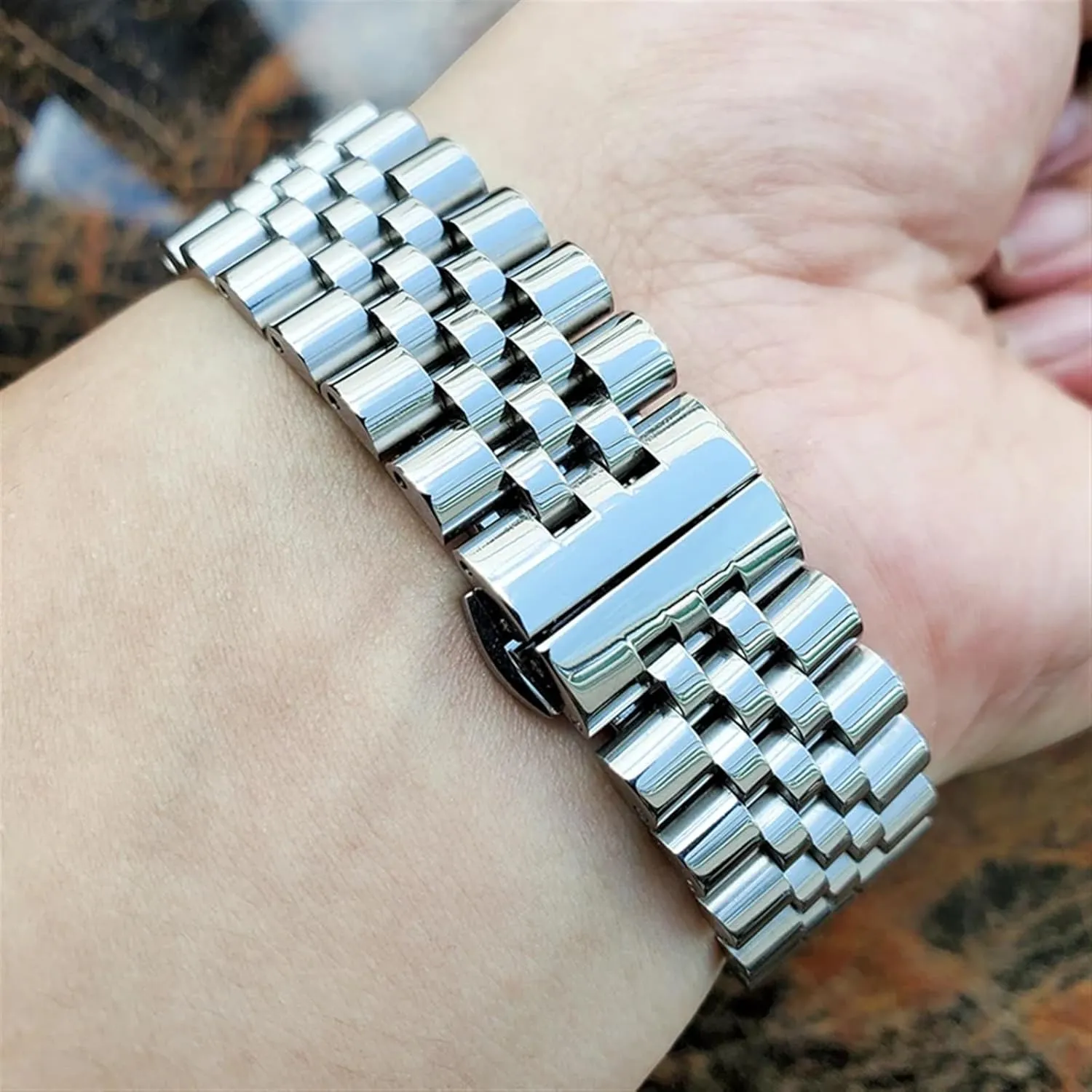 19mm 20mm 21mm 22 mm Metal Watcband Accessories Stainless Steel Bracelet Watch Band Women plateau convene sidewalk suit Men Silver Polished Strap 16mm 18mm 