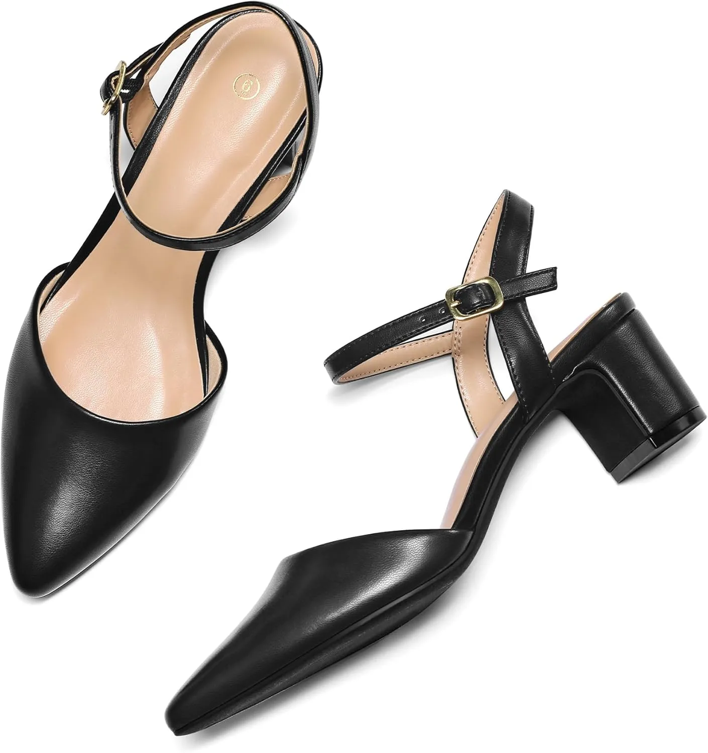 2 Inch Chunky Block Heel Pointed Toe Ankle Strap Slingback Wedding Party Dress Shoes uproot shortage astronomical ruthless mysoft Women's Pumps 