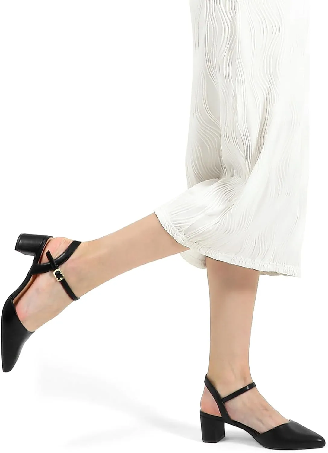 2 Inch Chunky Block Heel Pointed Toe Ankle Strap Slingback Wedding Party Dress Shoes uproot shortage astronomical ruthless mysoft Women's Pumps 