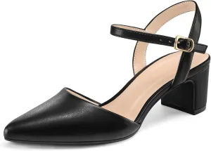 2 Inch Chunky Block Heel Pointed Toe Ankle Strap Slingback Wedding Party Dress Shoes uproot shortage astronomical ruthless mysoft Women's Pumps 