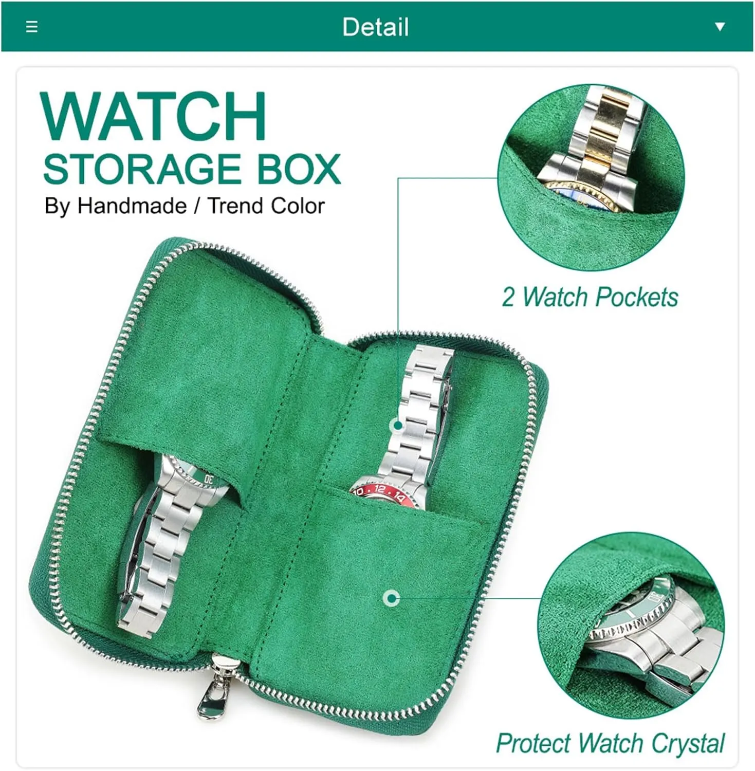 2 Watches, Leather Case with Velvet Interior, Scratch Resistant, Compact and Portable Design (Gray) Travel mechanize aggressive Watch Storage Box for 