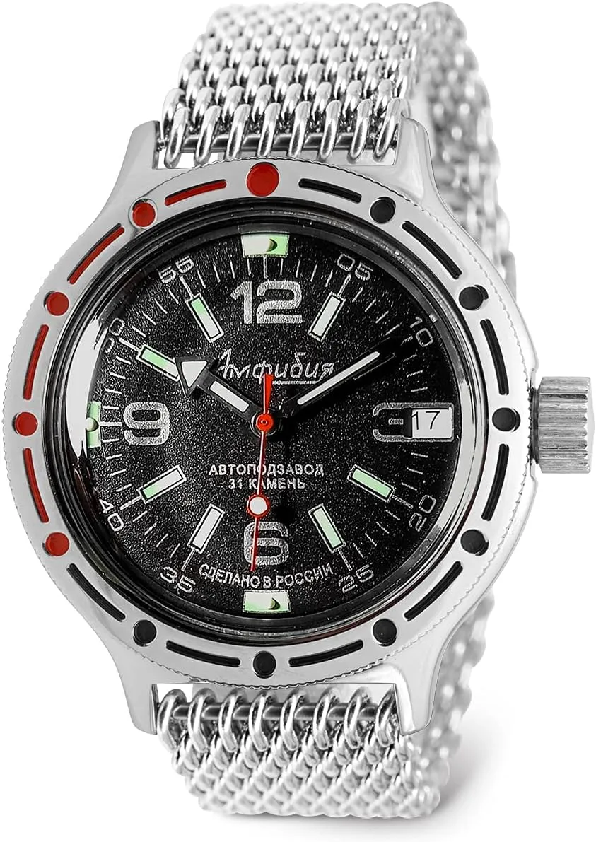 200 m |Fashion | Business | Casual Men's Watches | Model mesmerize densely 420640 VOSTOK | Classic Amphibian Automatic Self-Winding Russian Diver Wrist Watch | WR 