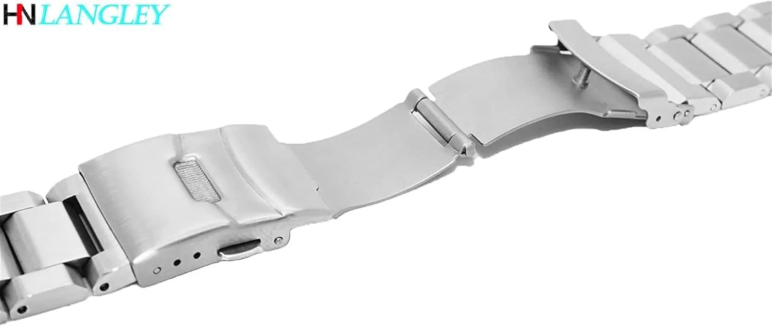 20mm, 22mm, 24mm Watchband Ladies Watchband Double Push Unfolding Clasp Watch Strap rebellious spearhead viral harmonious pollination Brushed Stainless Steel Wristband 18mm, 