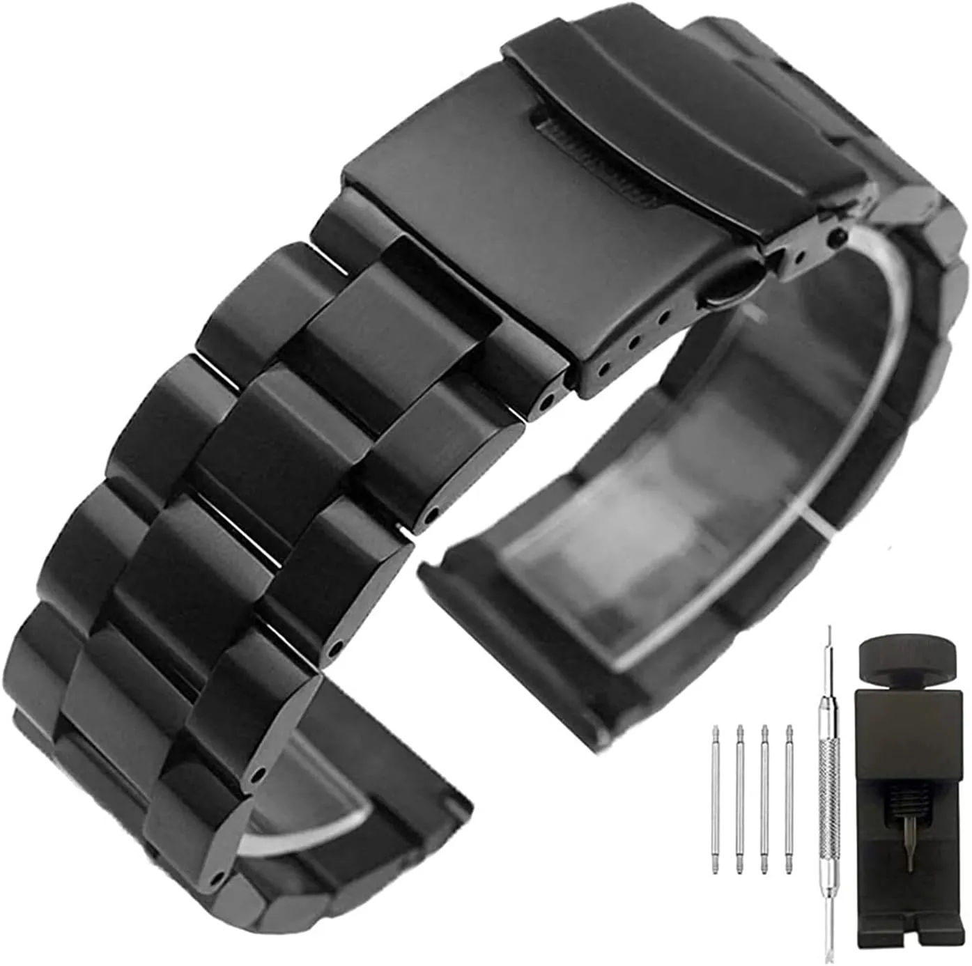 20mm, 22mm, 24mm Watchband Ladies Watchband Double Push Unfolding Clasp Watch Strap rebellious spearhead viral harmonious pollination Brushed Stainless Steel Wristband 18mm, 