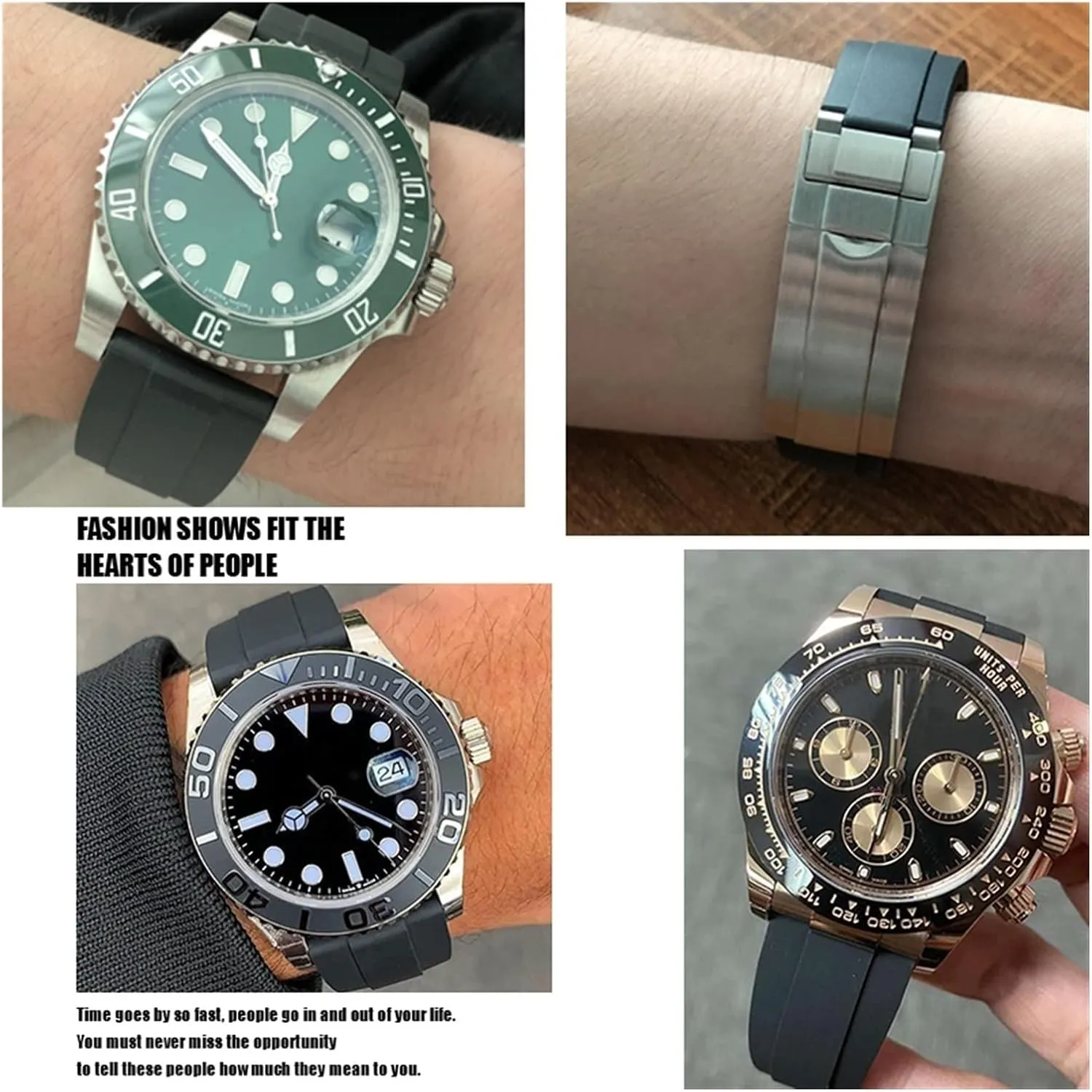 20mm,21mm with silver buckle and arc joints Watch bands meanwhile Rubber Watch Strap 