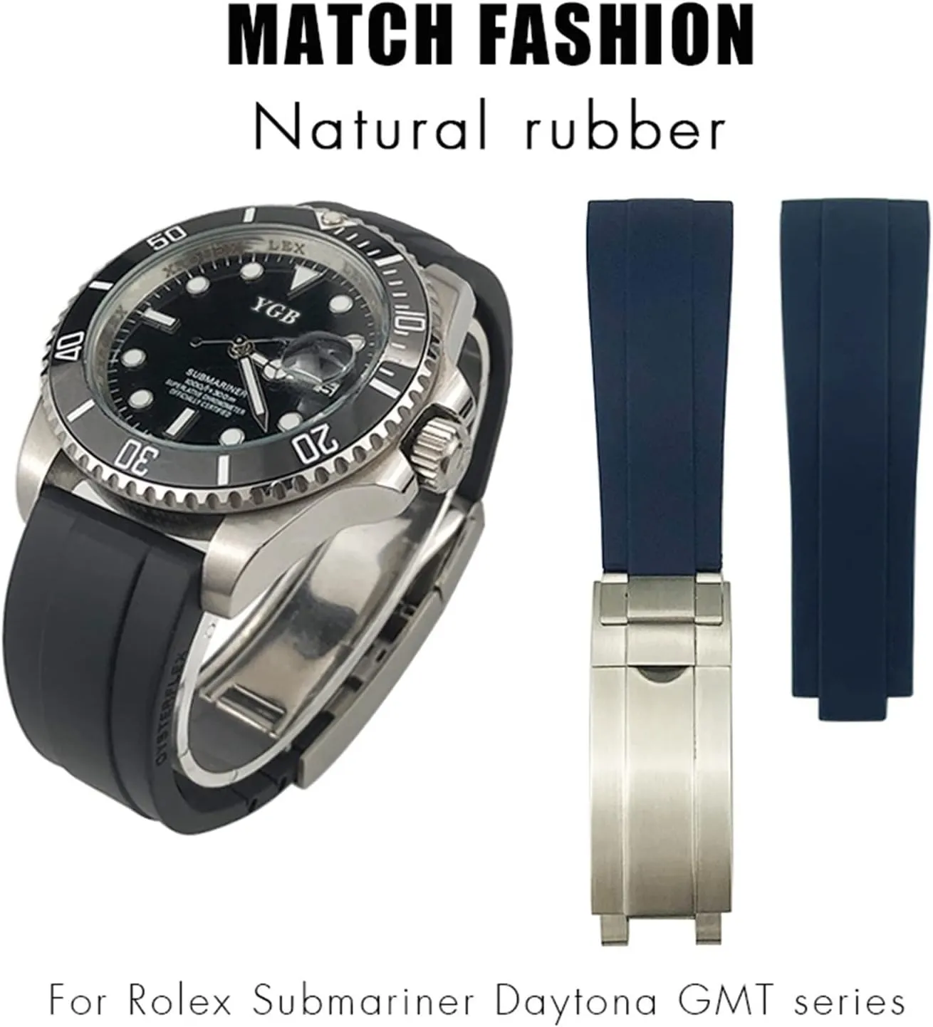 20mm,21mm with silver buckle and arc joints Watch bands meanwhile Rubber Watch Strap 