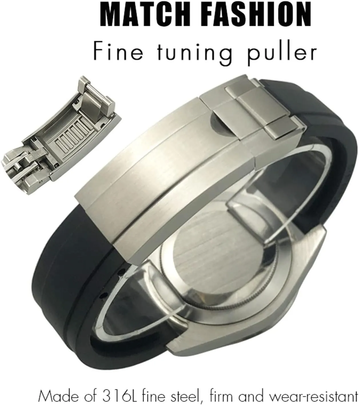 20mm,21mm with silver buckle and arc joints Watch bands meanwhile Rubber Watch Strap 