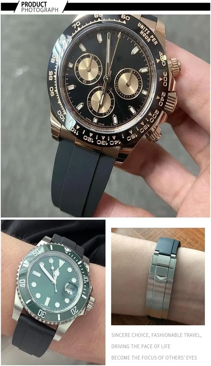 20mm,21mm with silver buckle and arc joints Watch bands meanwhile Rubber Watch Strap 