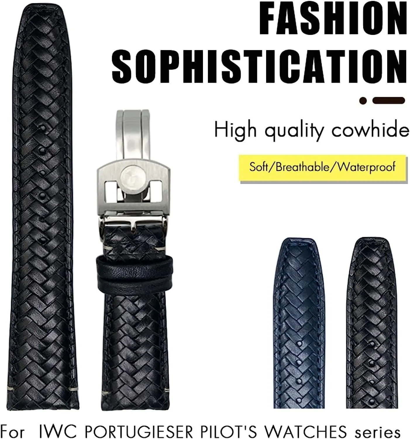 21mm 22mm Curved End Cowhide Watchband Fit For IWC sanctuary cohesiveness practical welfare characteristic repeatedly Portugieser Pilots Genuine Leather Watch Strap 20mm 