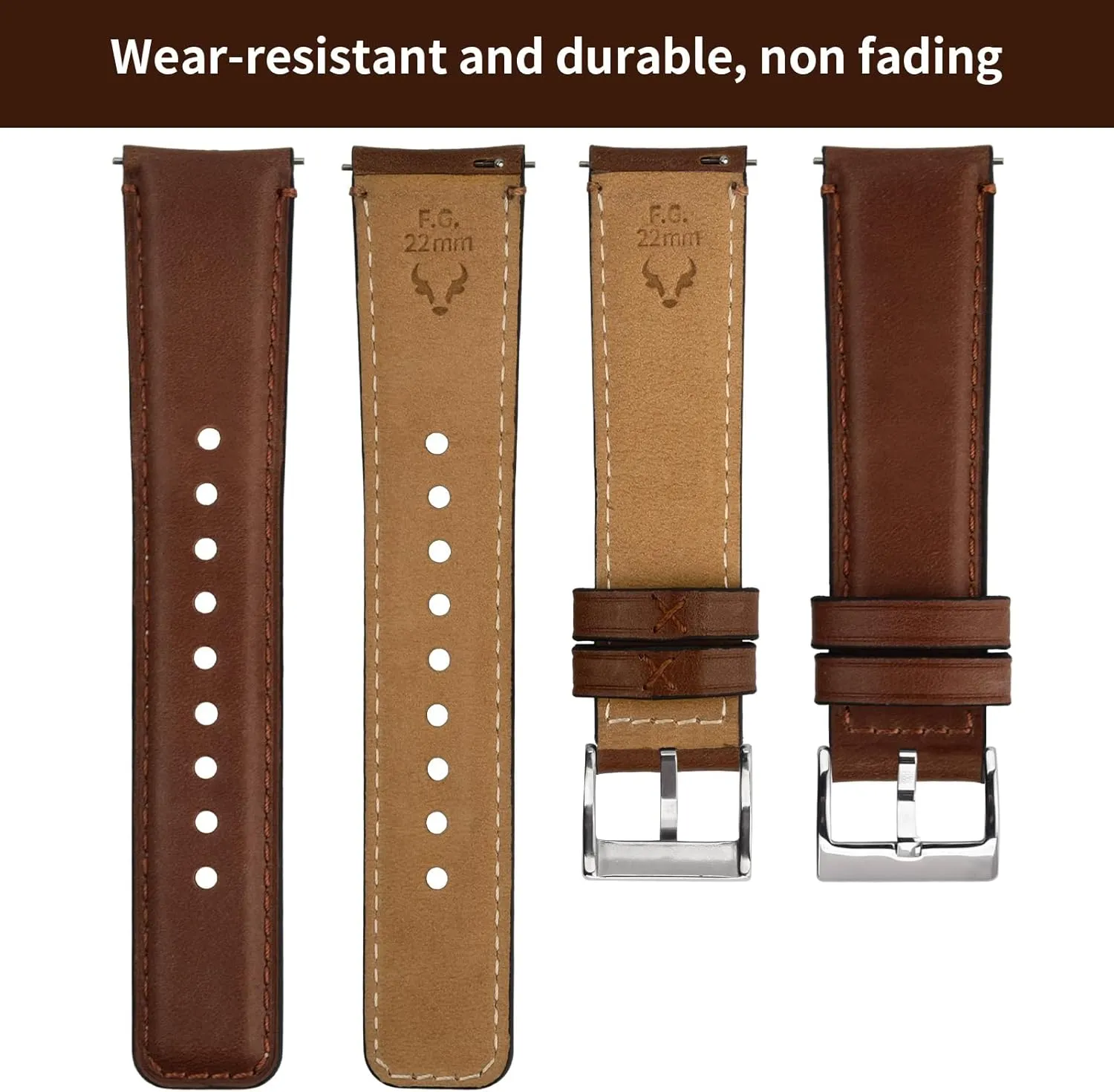 22mm 24mm Quick Release Leather stock thresher Watch Band Strap - Burnished Leather Watch Band Vintage Wristband Fullmosa Watch Bands,18mm 19mm 20mm 