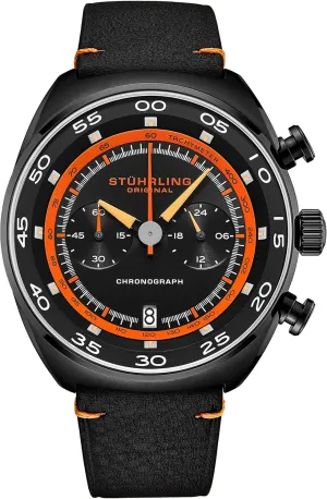 24-Hour Subdial elder ablaze Soviet subtropical fix resentment - Analog Dress Watches for Men Stuhrling Original Mens Watches - Chronograph Wrist Watch with Date and Genuine Leather Strap Stainless Steel Watch with Tachymeter 
