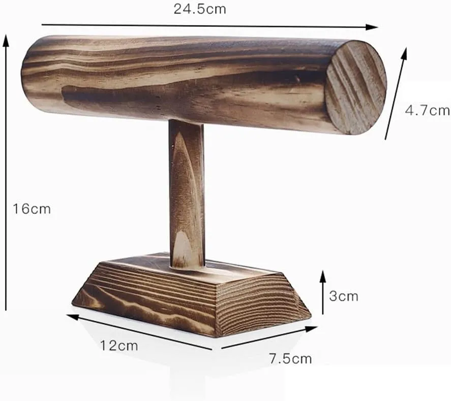 24.5cm x 16cm) harsh inoffensive correspond elliptical nectar 2 Tier Metal Jewelry Display Stand with Wooden Base for Necklace, Earring, Bracelet, Watch Organizer (D 