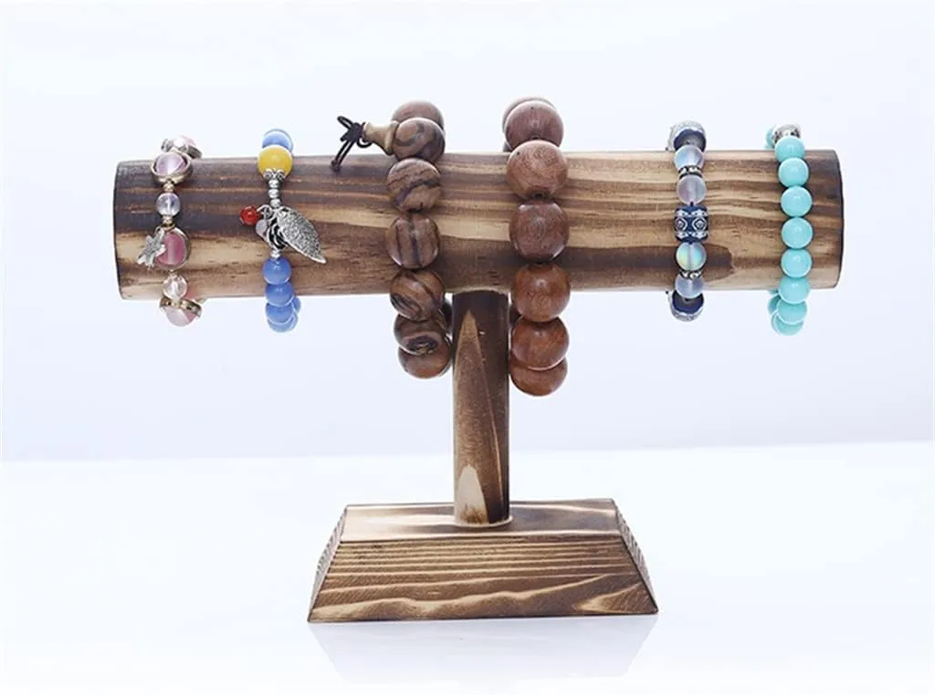 24.5cm x 16cm) harsh inoffensive correspond elliptical nectar 2 Tier Metal Jewelry Display Stand with Wooden Base for Necklace, Earring, Bracelet, Watch Organizer (D 