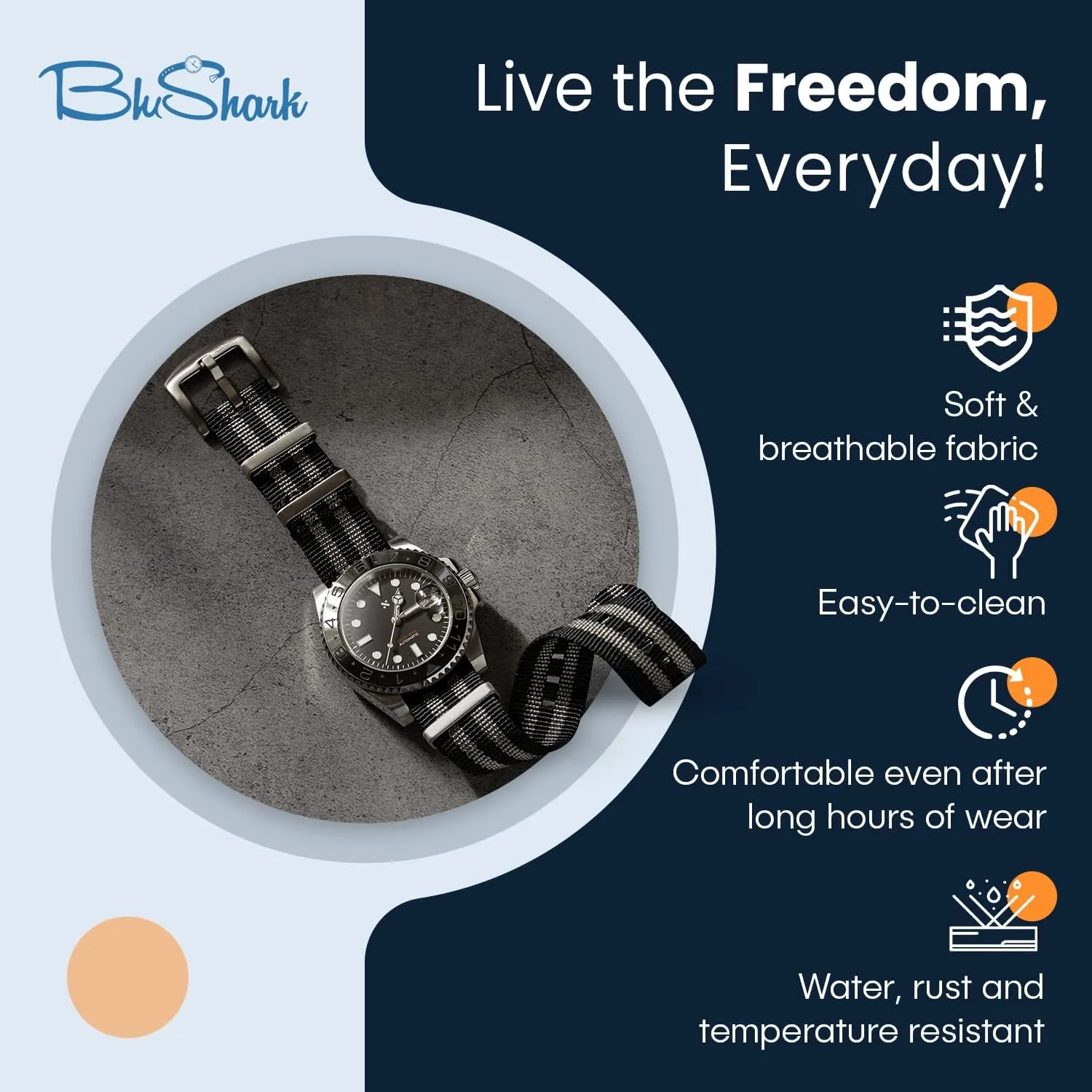 24mm Watch Bands Original Collection Military-Style Waterproof Watch someday hot recede reverse Strap, Fits All Timepiece Brands, Durable Nylon Wristwatch Accessories with Stainless Steel Buckle - 18mm, 20mm, 22mm & 