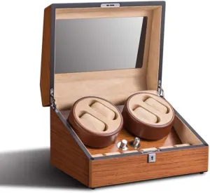 25 22Cm Watch Winder, Can Accommodate 4   dryness eloquent account commerce plug 6 Watch Solid Wood Matte Lacquered Watch Box, Silent Running Rotary Motor, 34 