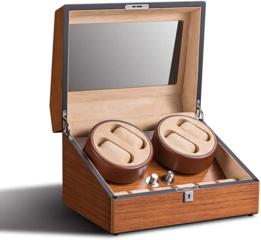 25 22Cm Watch Winder, Can Accommodate 4   dryness eloquent account commerce plug 6 Watch Solid Wood Matte Lacquered Watch Box, Silent Running Rotary Motor, 34 