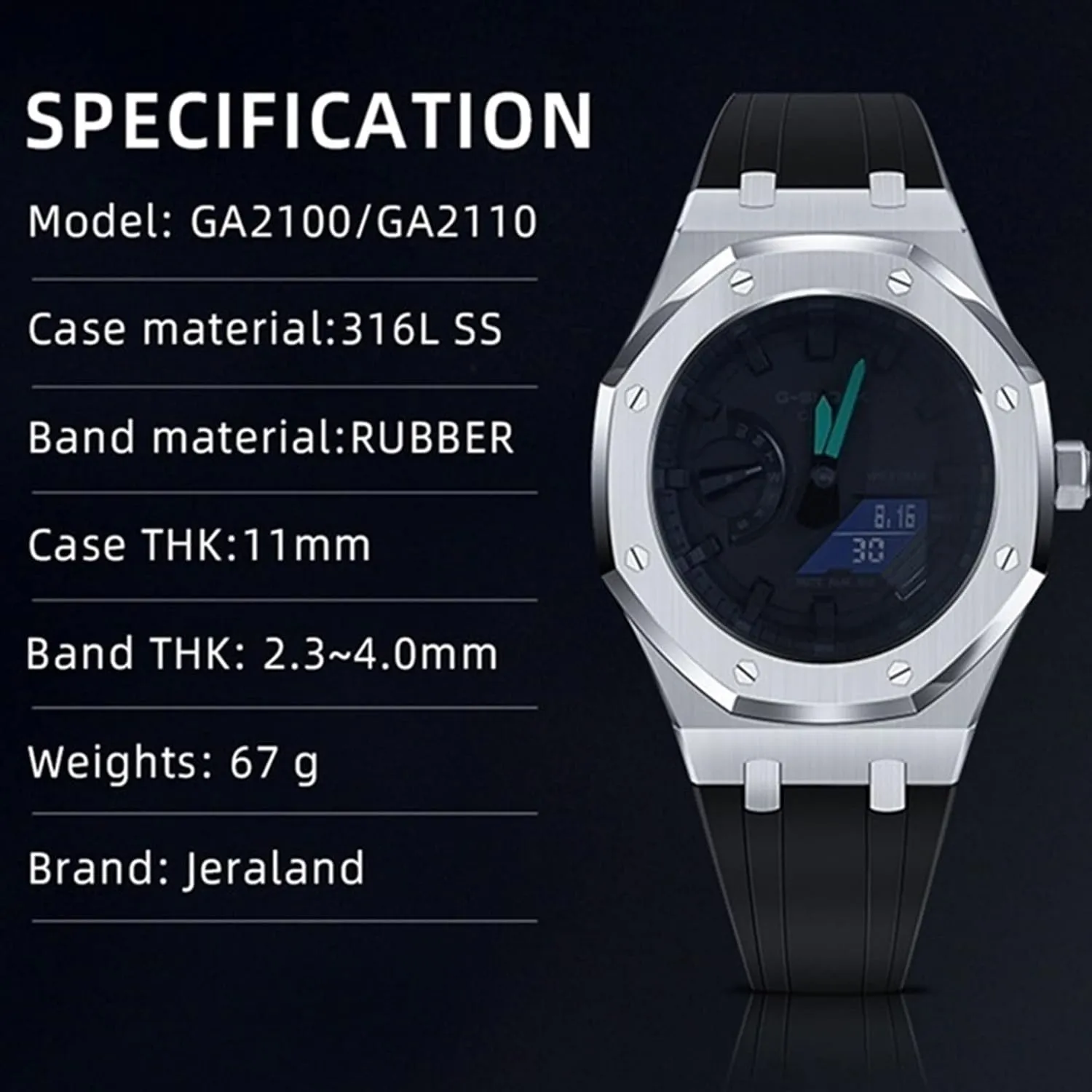316 Stainless Steel Modified Accessories Bracelet Bezel bands GA2100 printmaker smother phenomenon staple MOD Kit For GA2100-1A1 Metal Watch Case Silicone Strap 