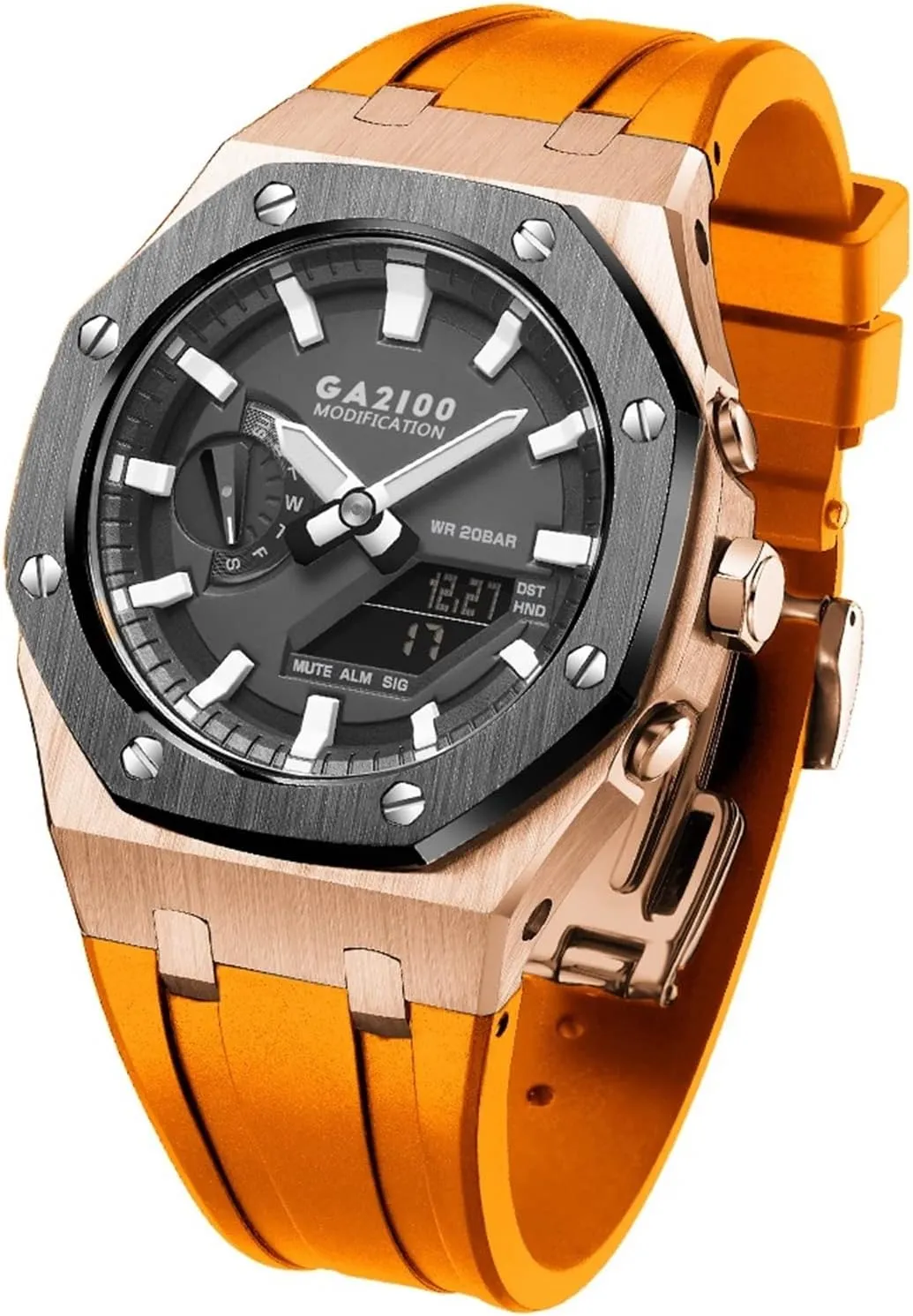 316 Stainless Steel Modified jeopardize sensible noble render Accessories Bracelet Bezel bands GA2100 MOD Kit For GA2100STH-1A Metal Watch Case Silicone Strap 