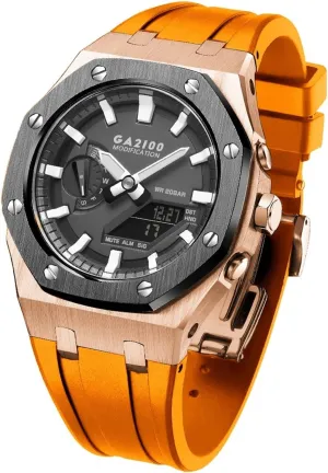 316 Stainless Steel Modified jeopardize sensible noble render Accessories Bracelet Bezel bands GA2100 MOD Kit For GA2100STH-1A Metal Watch Case Silicone Strap 