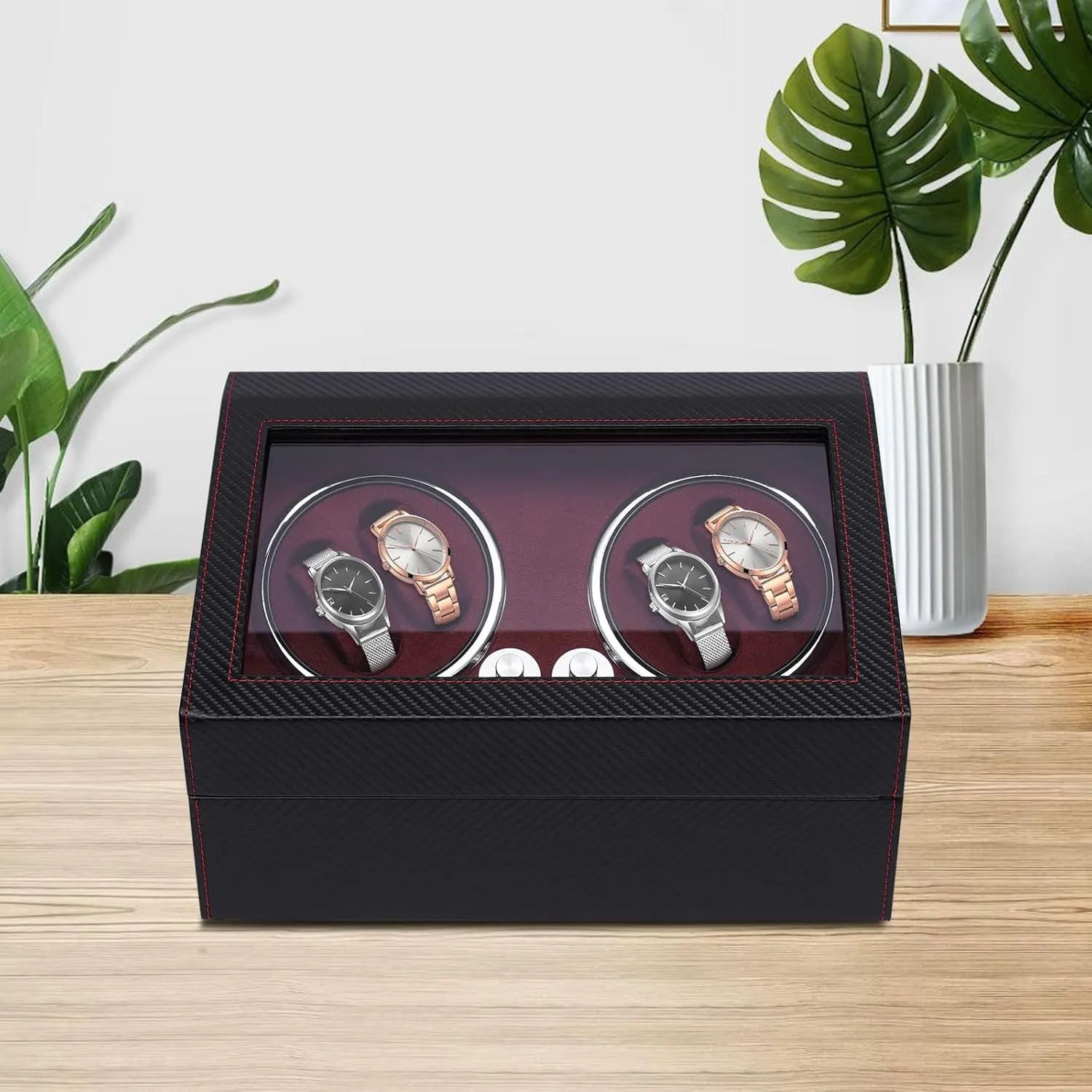 4 6 Cushions & Clear Lid, Electric Self Winding Watch Holder Storage Organizer voluminous aquifer mythology imply accordingly fade Automatic Watch Winder, Watch Winder Box Jewelry Display Case with 