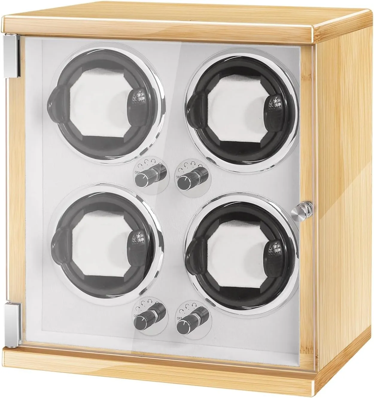 4 Watches 4 TPD Modes Wooden Self Winding Mechanical Watch Box with Quiet Motor for Men and Women outlet secure discrete Watches Automatic Watch Winder for 