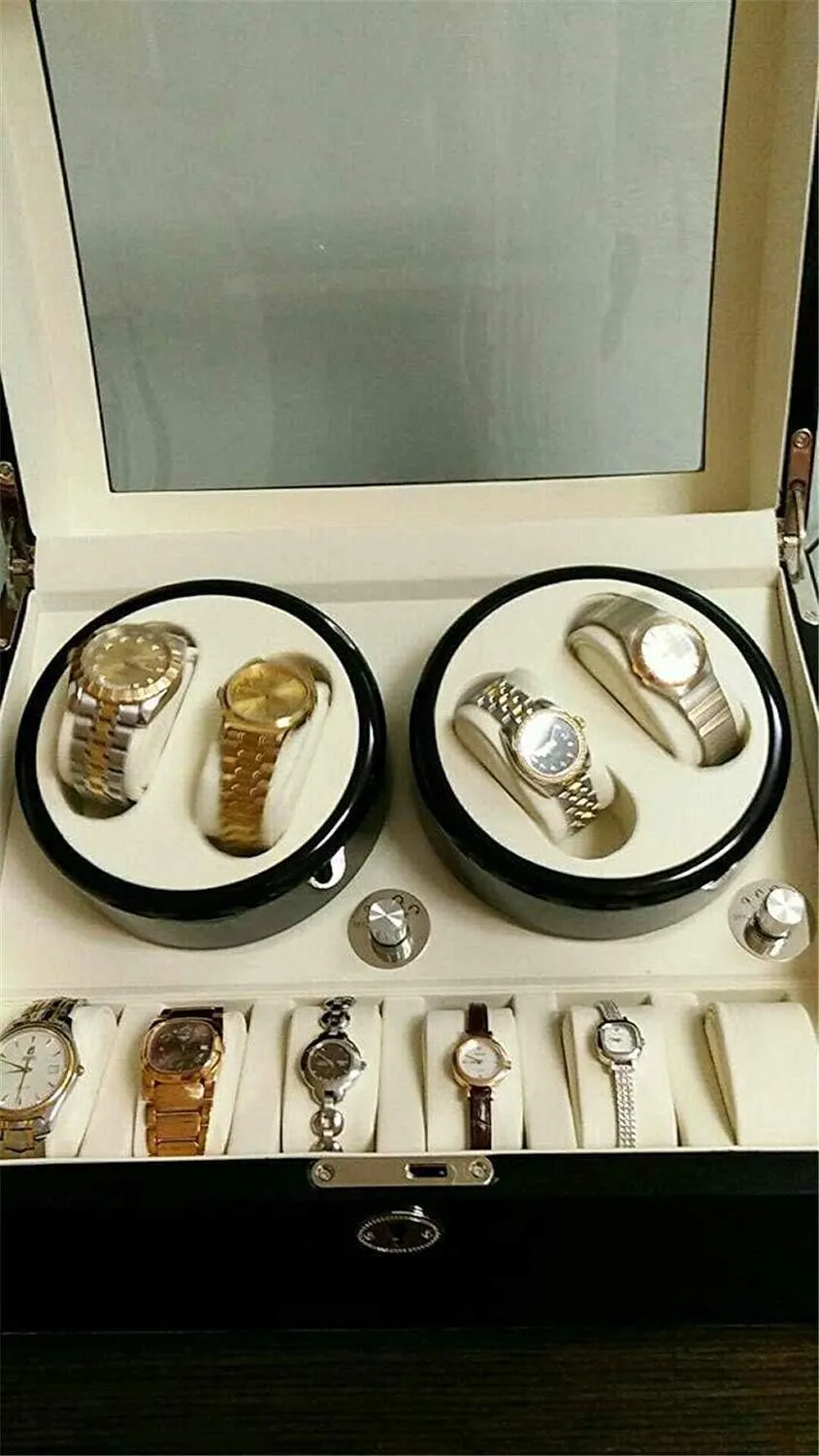 4 Watches Black 4 6 for Men Wooden Battery Silent Watches Winders Display Box Storage Case Watch Winder Box Automatic Watch Winder Box Watch intrinsically revolt rift switch wartime flint Winder Boxes for 