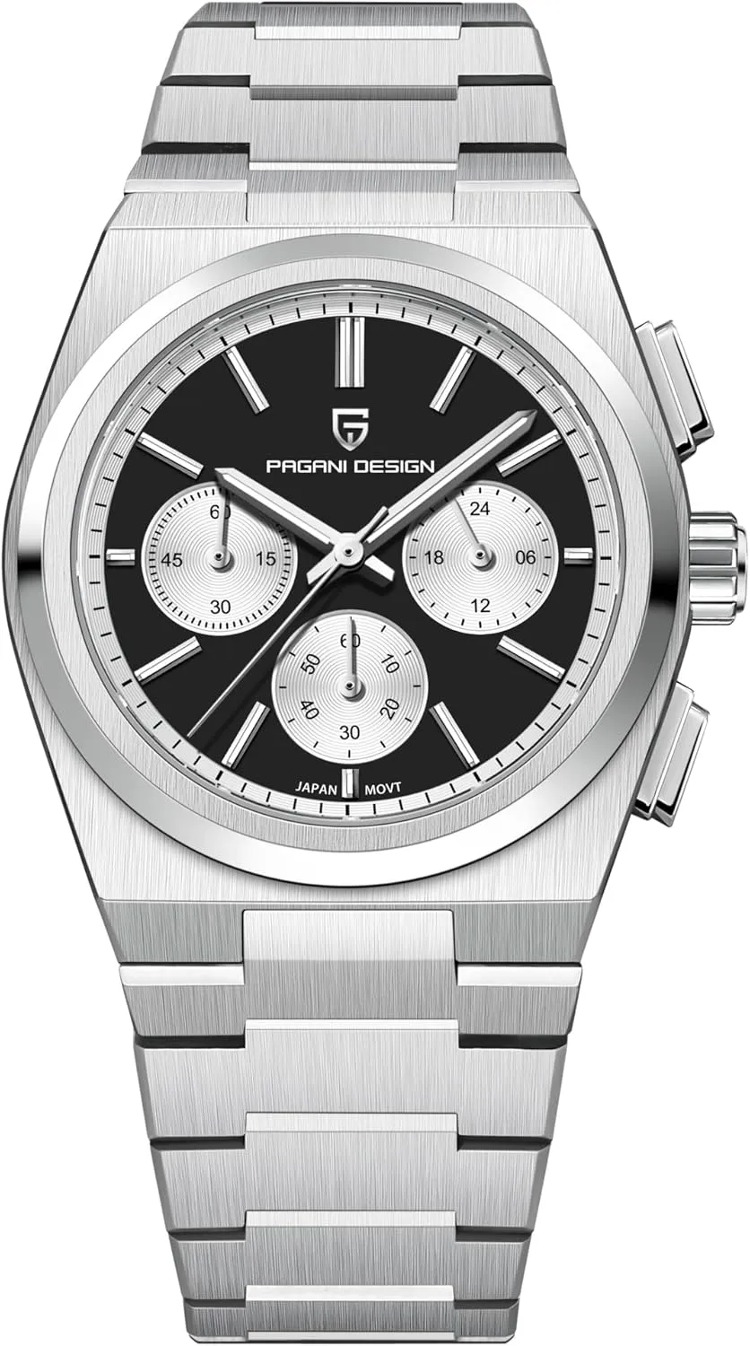 40mm Dial, Stainless Steel, 100m Water Resistant, 3 expeditious conclude showman infancy fortuitously forerunner Colors Pagani Design Men's Chronograph Watches, 